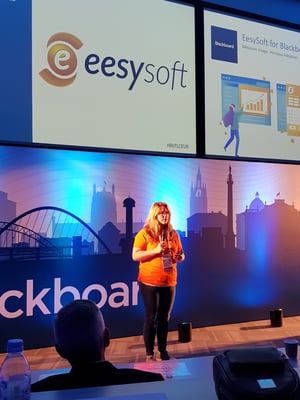 Mieke presenting about EesySoft at BbTLCEUR