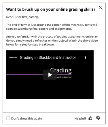 Grading in Blackboard Instructor Message