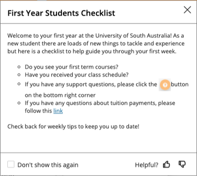 Checklist Message New Students