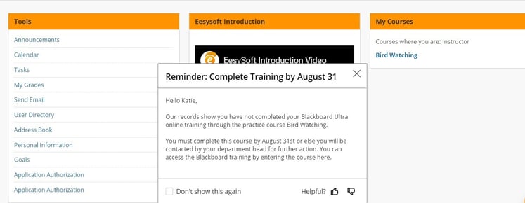 EesyMessage about Training Reminders